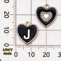 Zwarte hartvormige hanger met gouden letter J en ster voor DIY-sieraden maken - Letter J / Zwart