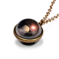 Vintage bronze galaxy pendant necklace with double-sided Saturn nebula glass cabochon - Saturn Galaxy (Style 3)