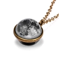 Detail of vintage bronze moon pendant necklace with hemispherical glass moon map texture - Moon Surface (Style 5)