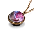 Detail of galaxy glass ball necklace with purple nebula and vintage bronze chain - Pink Purple Nebula (Style 8)