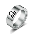 Polished silver stainless steel Libra zodiac sign ring for men and women - Libra