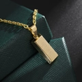 Gold bar pendant necklace with Fine Gold 999.9 engraving on green leather gift box - Gold Bullion Style / Gold