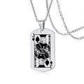 Pendentif carte Valet de Pique en acier inoxydable pour homme avec chaîne à maillons - J de Pique Argenté