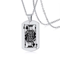 Silberne Edelstahl-Halskette mit lasergraviertem Kreuz-Bube-Pokerkarten-Design für Herren - Silber Kreuz J
