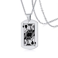 Collier en acier inoxydable argenté avec pendentif au design de carte de poker Valet de Cœur - J de Cœur Argenté