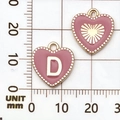 Roze emaille hart hanger met letter D en gouden rand voor doe-het-zelf sieraden - Letter D / Roze