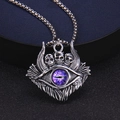 Macro shot of gothic skull pendant with purple devil's eye and intricate metal details - Purple Eye Style (Style 1)