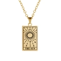 Close-up of golden tarot pendant featuring the sun design and O-chain necklace - Sun / Gold