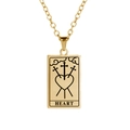 Detailed view of golden tarot card pendant featuring the three of swords and heart engraving - Heart / Gold