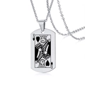 Collier classique en acier inoxydable avec pendentif rectangulaire motif Roi de Cœur - K de Cœur Argenté