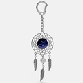 Starry dreamcatcher keychain with deep blue Virgo constellation gem and silver feathers - Virgo