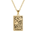Golden tarot wisdom pendant necklace featuring sun and moon design on stainless steel chain - Wisdom / Gold