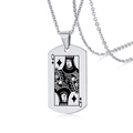 Collier en acier inoxydable argenté avec pendentif carte de poker Dame - Q de Carreau Argenté