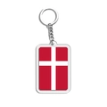 Detail of acrylic keychain with Denmark flag design and metal ring attachment - Denmark Viking Ship