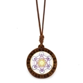 Collier rétro en cordon marron avec pendentif en bois mandala cube de Métatron fleur - Cube de Métatron Dégradé de Couleur (XSWX7242-6)