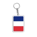 Acrylic keychain with blue, white, and red striped national flag design on white background - France Style