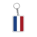 Rectangle acrylic keychain featuring the French flag pattern with silver metal ring - Netherlands Style