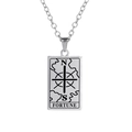 Halskette aus Silber-Edelstahl mit Tarot-Glücksrad-Kompass-Design und Kreuzkette - Glück / Silber