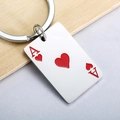 Detail von Herz-Ass Pokerkarten-Schlüsselanhänger aus poliertem Silbermetall mit Gravur - Herz-Ass Pokerkarte (Stil 1)