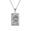 Silberne Edelstahl-Tarot-Halskette mit The World Kartenanhänger und Sternen-Design - WELT / Silber