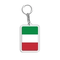 Portachiavi in acrilico con bandiera italiana, ciondolo rettangolare e anello metallo - Stile Italia
