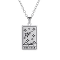 Silver stainless steel tarot pendant necklace featuring The Star engraving with O-chain - Star / Silver
