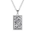 Polished stainless steel Tarot necklace featuring The Moon card pendant on silver chain - Moon / Silver