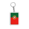 Portugal flag acrylic keychain with rectangle pendant and silver metal ring accessory - Portugal Style