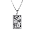 Silver stainless steel Tarot pendant necklace with Aquarius Wisdom engraving on rectangle tag - Wisdom / Silver