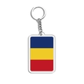 Acrylic rectangular keychain featuring the flag of Romania with silver metal ring - Romania