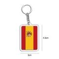 Acrylic rectangle keychain with Spain national flag print and silver metal ring - Spain Style