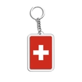 Acrylic keychain pendant featuring the Switzerland national flag with silver metal ring - Swiss