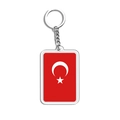 Acrylic rectangular keychain with Turkey national flag pattern and silver metal ring - Turkey