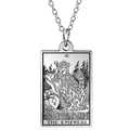 Silberne Edelstahl Tarot Kette mit The Empress Kartenanhänger und Gravur Detail - Die Herrscherin