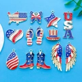 DIY Jewelry pendants set with USA patriotic motifs stars and stripes in red white blue - 13-Piece Mixed Set (SN809)