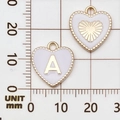 Witte emaille hartvormige hanger met gouden letter A en zonnestraal patroon DIY - Letter A / Wit
