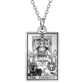 Tarot-Halskette aus silbernem Edelstahl mit der Karte Der Wagen und Gliederkette - Der Wagen