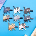 Set of 8 colorful enamel cartoon cat charms with knife for DIY jewelry and necklaces - Drip Oil Printed Cat With Knife Set (SN808)