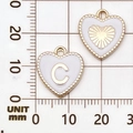 Witte emaille hartvormige hanger met gouden letter C voor DIY-sieraden maken - Letter C / Wit
