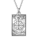 Tarot-Anhänger aus Edelstahl mit Rad des Schicksals Gravur und mystischen Symbolen - Rad des Schicksals