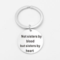 Silver stainless steel heart sister keychain with engraved sentimental friendship quote - Not Sisters By Blood Style