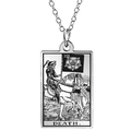 Silberner Tarot Tod Anhänger aus Edelstahl mit rechteckigem Rider Waite Karten Design - Der Tod