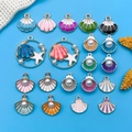 Pendentifs océan en émail coloré avec perles pour création de bijoux DIY et artisanat - Coquillages Marins en Émail Lot de 20 Modèles (SN800)