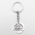 Silver stainless steel keyring with Mother & Daughter forever engraved heart pendant - Long-Mother & Daughter Style