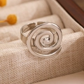 Irregular silver swirl adjustable open ring featuring a minimalist hip-hop design - Vortex Ring
