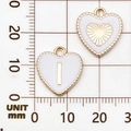 DIY goud en wit emaille hartjes met letter I en zonnestraalpatronen voor sieraden maken - Letter I / Wit