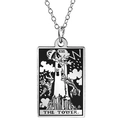 Silberne Tarot-Halskette aus Edelstahl mit der Gravur Der Turm und feiner Gliederkette - Der Turm