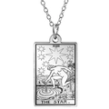 Halskette aus Edelstahl in Silber mit Tarot-Anhänger Der Stern und Gliederkette - The Star Stil