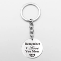 Silver stainless steel keyring with engraved Remember I Love You Mom message - Long-Remember Mom Style