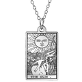 Silberne Tarot-Halskette aus Edelstahl mit dem Motiv der Karte Die Sonne XIX - The Sun Stil